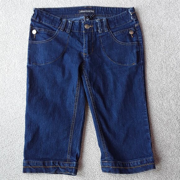 NWOT:  VINTAGE HARLEM Stretch Navy Denim Embellished "Short Pants" - Picture 2 of 8